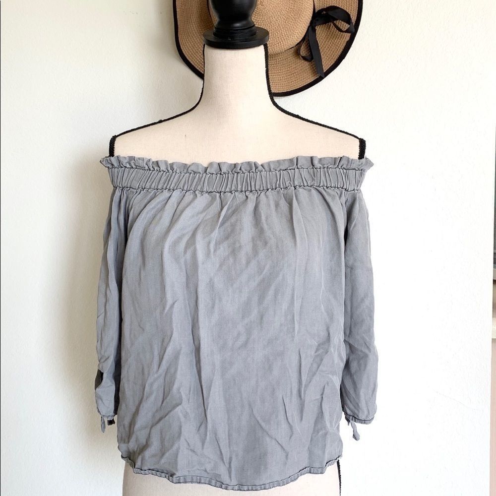 1250 OFF SHOULDER GREY BLOUSE